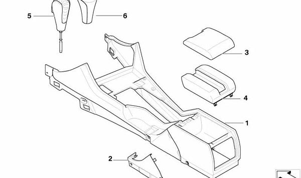 Reposabrazos Central Teléfono para BMW E39 (OEM 51168213882). Original BMW