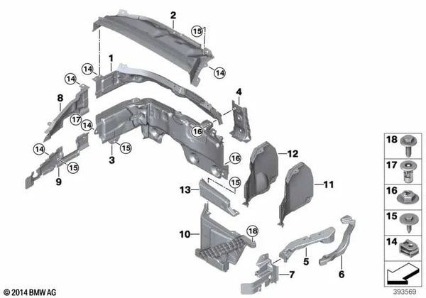 Cubierta de batería para BMW Serie 2 F45, F46 (OEM 51717290711). Original BMW