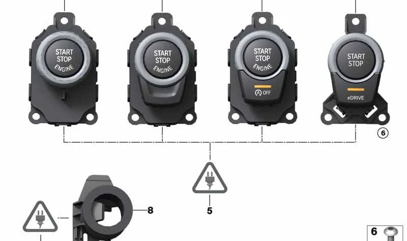 Interruptor Start/Stop para BMW Serie 5 F07, F10, F11, F18, Serie 6 F06, F12, F13, Serie 7 F01N, F02N (OEM 61319153831). Original BMW