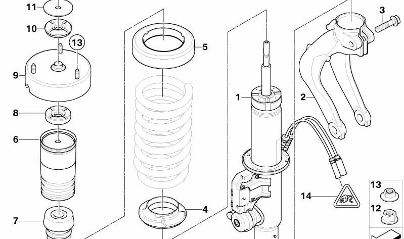 Front left shock absorber for BMW E71 (OEM 37116794535). Original BMW