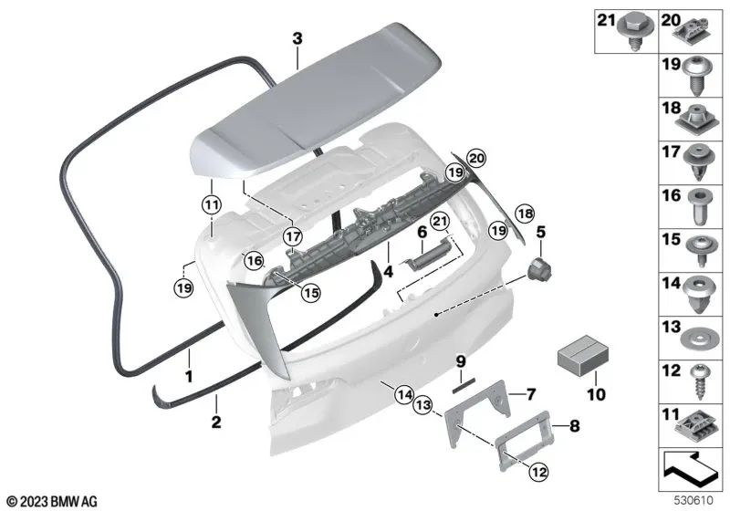 Elemento scorrevole per BMW 2 F45 Series, F46, X1 F48, F49, X3 F97, G01, G08, X5 F95, G05, G18 (OEM 51627401793). BMW originale