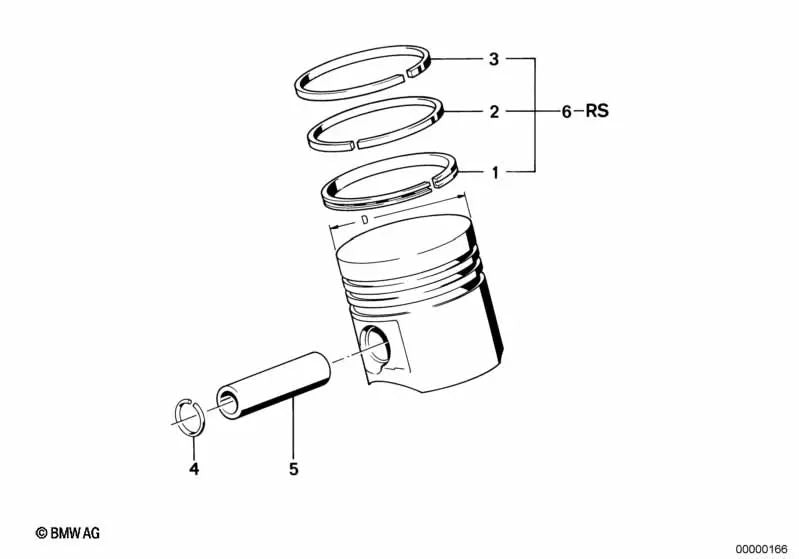 Oil scraper ring for BMW 3 Series E21, 5 Series E12, E28 (OEM 11251265067). Original BMW