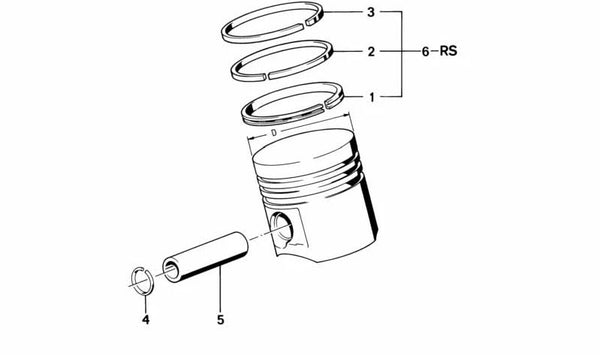 Juego de reparación de segmentos de pistón OEM 11251288031 para BMW E23, E24, E28, E30. Original BMW.