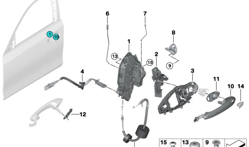 Tie à conduite de porte d'entrée droite 51217432220 pour BMW G20, G21, G28, G80, G81. BMW d'origine.