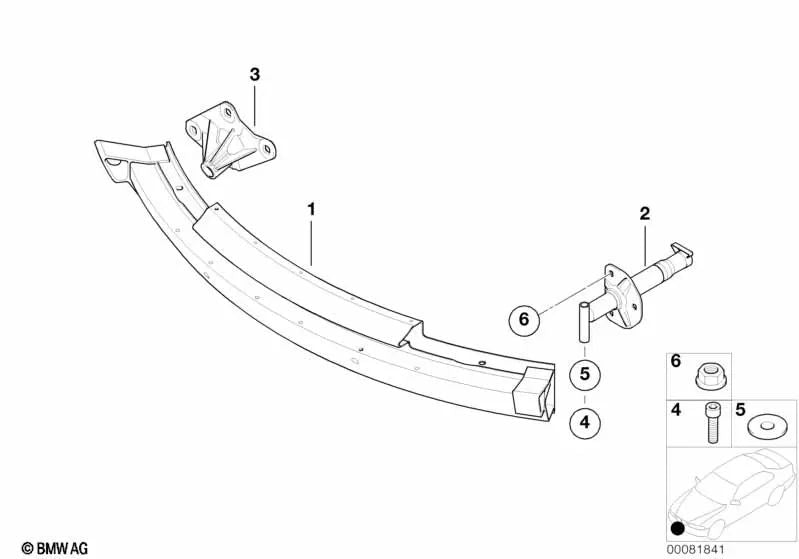 Front right towing eye for BMW E52 (OEM 51117033567). Genuine BMW.