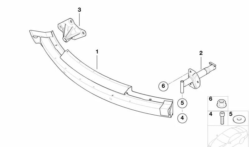 Absorbedor de impacto delantero izquierdo OEM 51118234229 para BMW E52 (Z8). Original BMW.