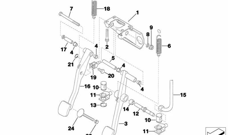 Pedal de embrague OEM 35312224788 para BMW E30, E34, E36, Z3. Original BMW.