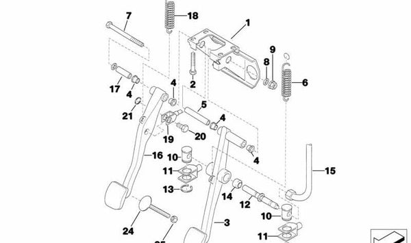 Pedal de embrague OEM 35312224788 para BMW E30, E34, E36, Z3. Original BMW.