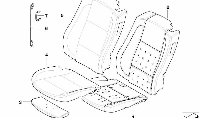 Foam insert for left sports backrest for BMW 6 Series E64, E64N (OEM 52109158397). Original BMW