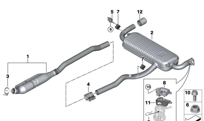 Silenciador trasero con válvula de escape para BMW F40, F39 (OEM 18308744677). Original BMW