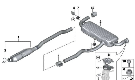 Rear silencer with exhaust valve for BMW F40, F39 (OEM 18308744677). Original BMW