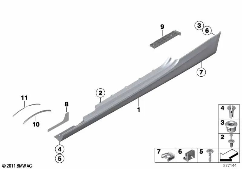 Clip para BMW E92, E92N, E93, E93N, E60, E60N, E61, E61N, E63, E63N, E64, E64N (OEM 51717066220). Original BMW