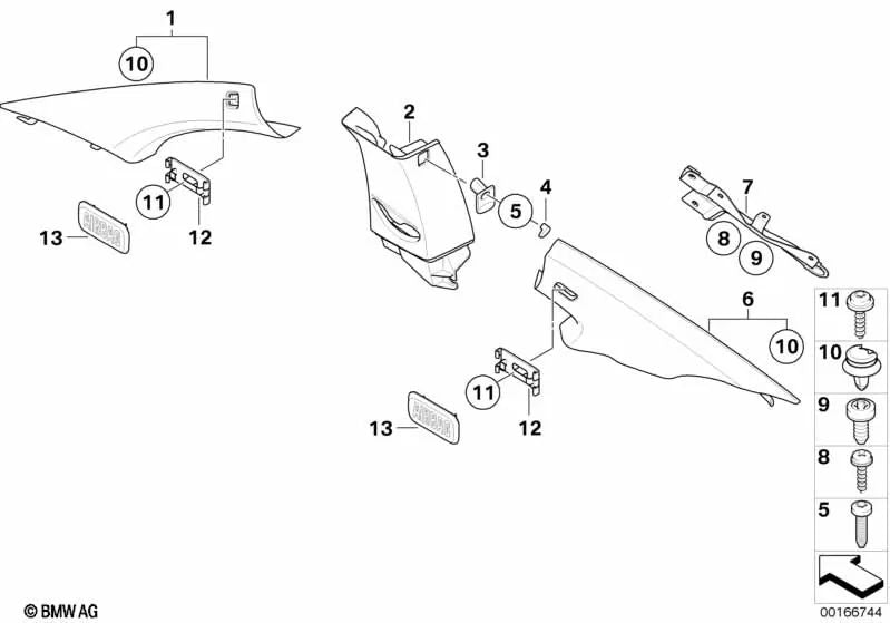 Embellecedor Pilar B lado izquierdo para BMW E82 (OEM 51432996339). Original BMW