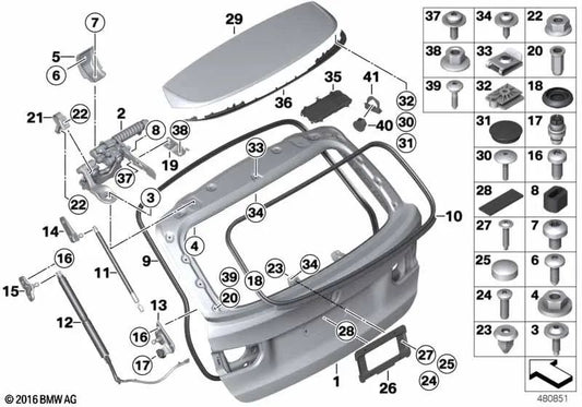 Soporte para accionamiento de husillo izquierdo para BMW Serie 3 F31, F31N (OEM 51247286295). Original BMW