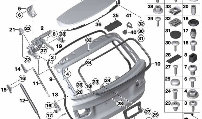 Junta de la tapa del maletero OEM 51767327999 para BMW F31. Original BMW.