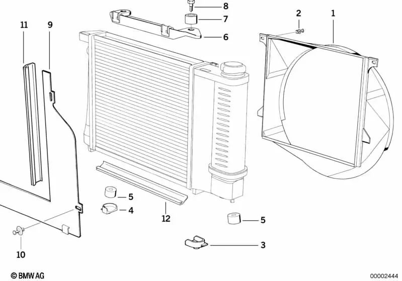 Fan frame for BMW 3 Series E30 (OEM 17111712623). Genuine BMW.