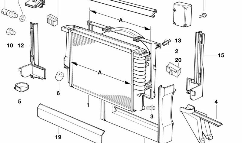 Carcasa del ventilador OEM 17111737577 para BMW Serie 5 (E34) y Serie 7 (E32). Original BMW.