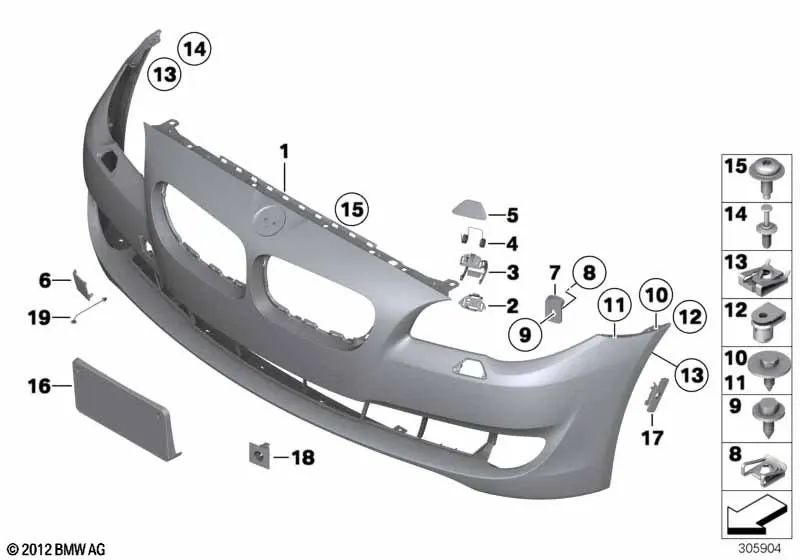 Plug à l'aveugle gauche pour la série BMW 5 F10, F11, F18 (OEM 51117207149). BMW d'origine