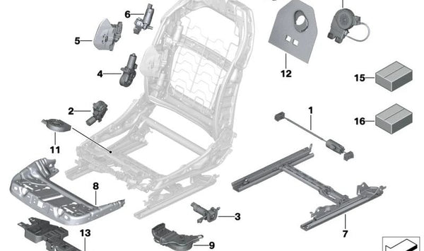 Juego de fijación para ajuste de longitud para BMW Serie 5 G60, G61, G68, G90, Serie 7 G70 (OEM 52105A47D38). Original BMW.