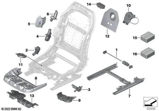 Ajuste longitudinal del asiento derecho para BMW G60, G61, G68 (OEM 52105A69C08). Original BMW