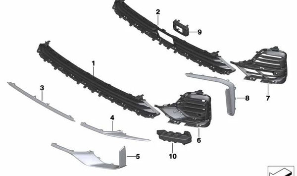 Cubierta izquierda para faro antiniebla OEM 51117498861 para BMW G07. Original BMW.