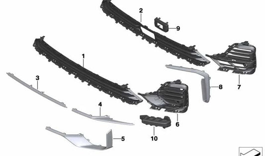 Moldura frontal central OEM 51117449673 para BMW G07 (X7). Original BMW.