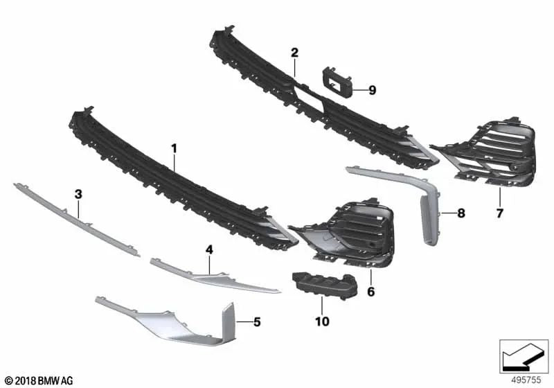 Stampaggio anteriore sinistro per BMW X7 G07 (OEM 51117470327). BMW originale.