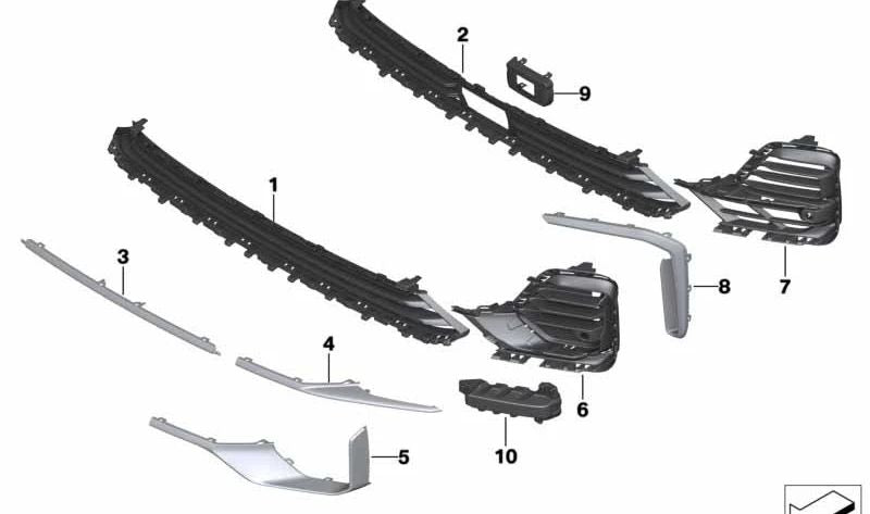 Rejilla lateral abierta derecha para BMW G07 (OEM 51117473034). Original BMW