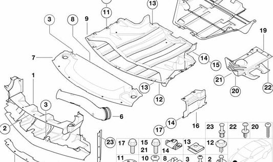 Protector lateral izquierdo del compartimento motor OEM 51718234125 para BMW E52. Original BMW.