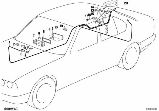 Cable de antena para BMW Serie 5 E34 (OEM 65248359094). Original BMW