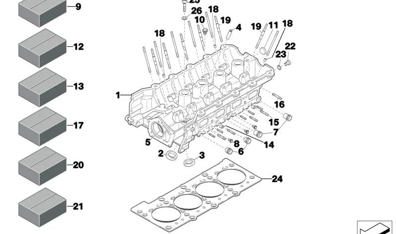 Junta de Culata para BMW E53, E70, F30, E46 (OEM 11121417773). Original BMW