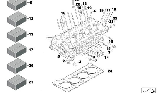 Junta de Culata para BMW E53, E70, F30, E46 (OEM 11121417773). Original BMW