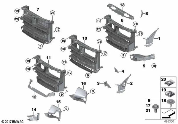 Guía de aire con control de válvulas para BMW F15, F16 (OEM 51648738166). Original BMW