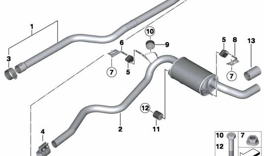 Silenciador posterior para BMW F34 (OEM 18308571082). Original BMW