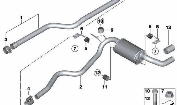 Silenciador trasero para BMW Serie 3 F30, F31 (OEM 18308570265). Original BMW