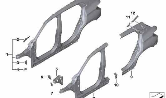 Pilar A exterior derecho para BMW F39 (OEM 41007467318). Original BMW