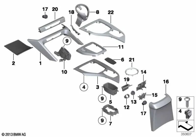 Embellecedor de la palanca selectora Steptronic para BMW E84 (OEM 51169235799). Original BMW.