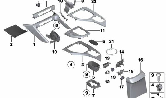 Embellecedor Centro de Cambio Consola Central para BMW E84 (OEM 51162991989). Original BMW