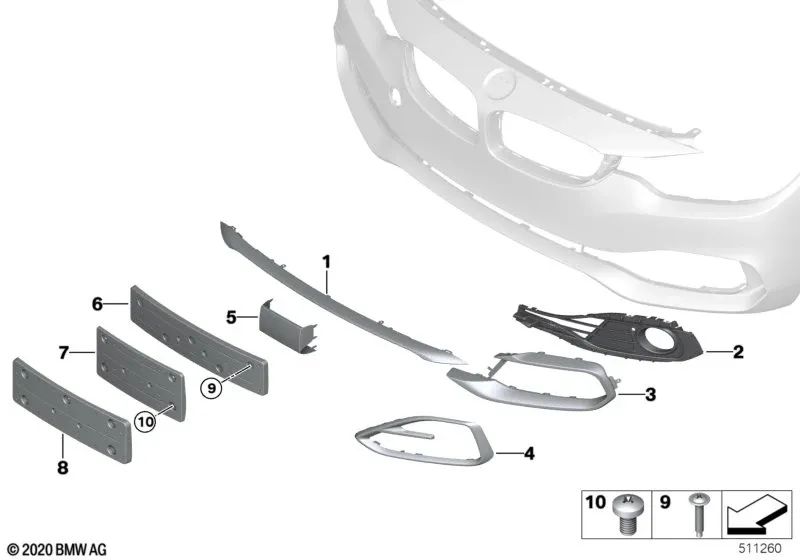 Left Sport Line trim for BMW 4 Series F32N, F33N, F36N (OEM 51117432619). Genuine BMW.