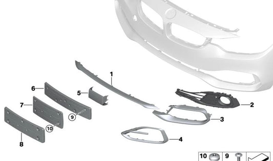 OEM 5117309629 Links geschlossenes Gitter für BMW 4er (F32, F33, F36). Original BMW.