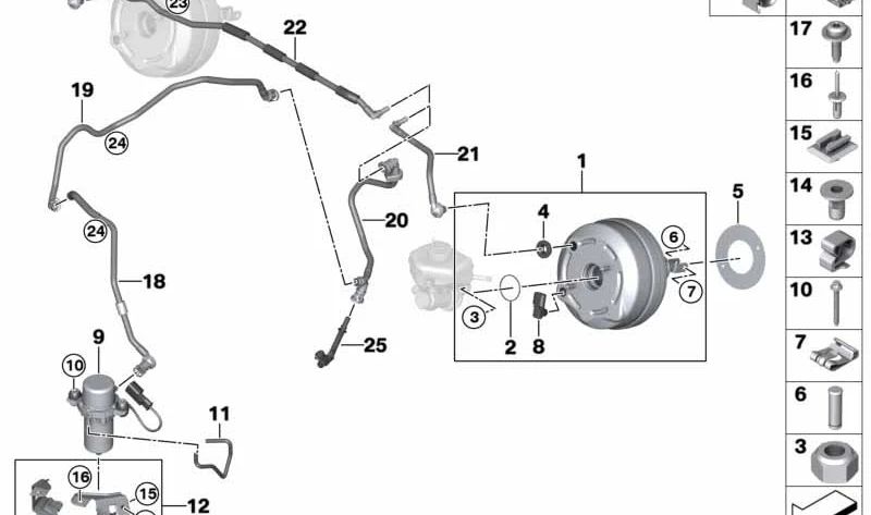 Tubo de vacío para BMW F30N (OEM 11668608035). Original BMW