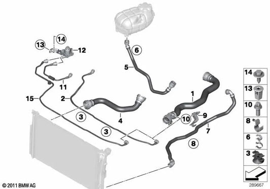 Kühlmittelschlauch für BMW F20, F21, F22, F30N, F31, F32, F33 (OEM 17128510307). Original BMW.