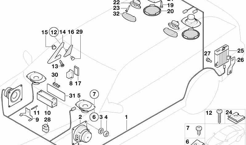 Lautsprecherbefestigungsclip für BMW E34, E32 (OEM 51321379809). Original BMW.