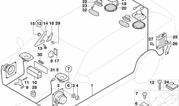 Controlador de balance de audio con conector redondo OEM 65121379325 para BMW E30, E28, E34, E24, E32. Original BMW.