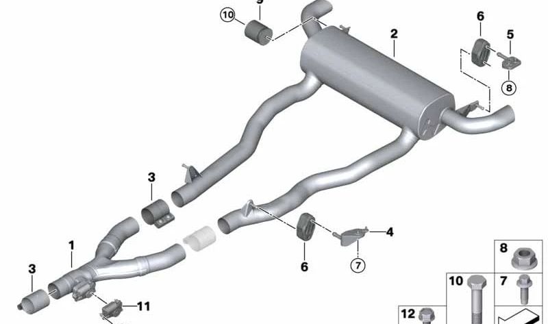 Silencioso trasero OEM 18308595879 para BMW G11, G12. Original BMW.