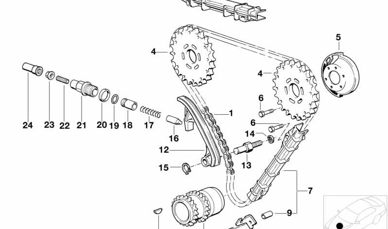 Schiebeführung für BMW 7er E32, E38, 8er E31 (OEM 11311745998). Original BMW