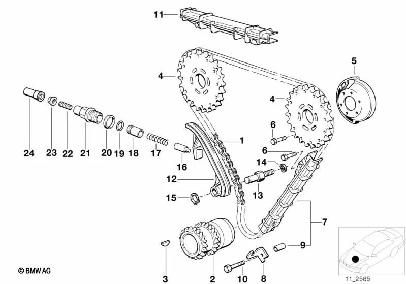 Soporte para BMW Serie 7 E32, E38 Serie 8 E31 (OEM 11311713884). Original BMW