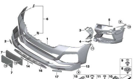 Right fog light bracket for BMW 5 Series G30N, G31N (OEM 51118098676). Original BMW