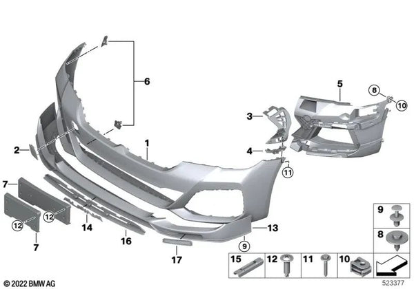 Tapa de gancho de remolque delantero, imprimada para BMW Serie 5 G30N, G31N (OEM 51119852446). Original BMW