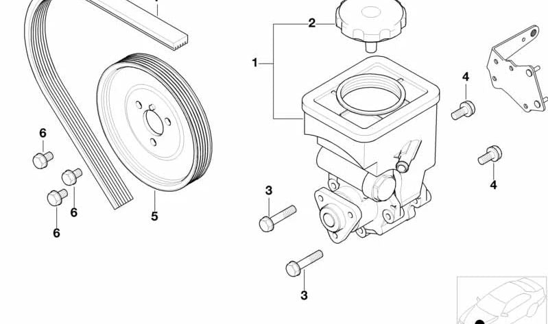 Bomba de dirección asistida para BMW Serie 3 E46 (OEM 32416757465). Original BMW